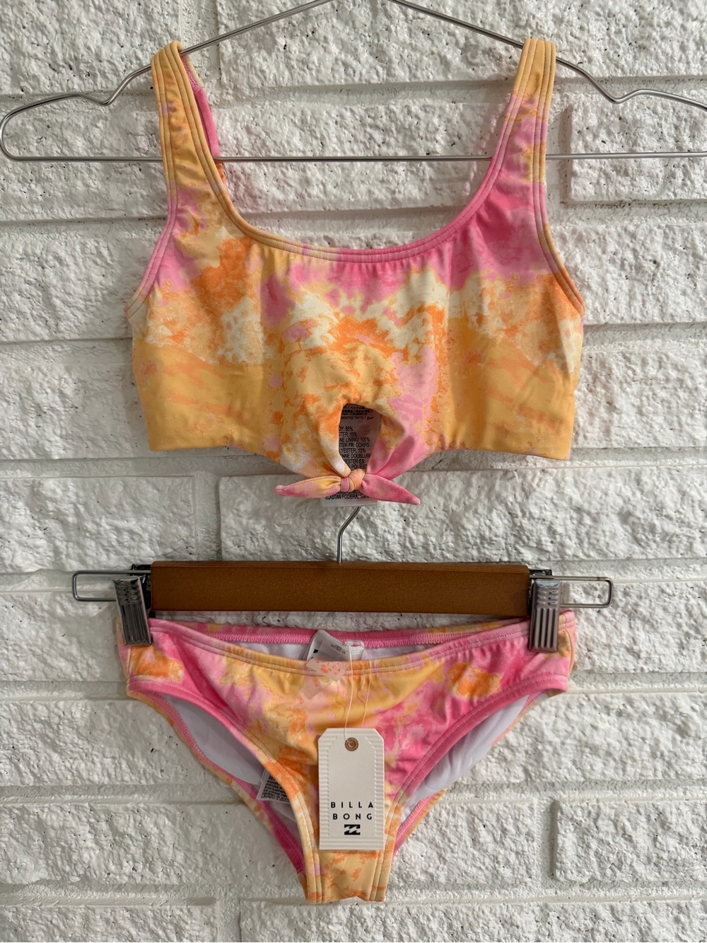 Billabong Kids Chasin’ Sun Pink & Yellow Tie-Dye Two-Piece Bikini Set
